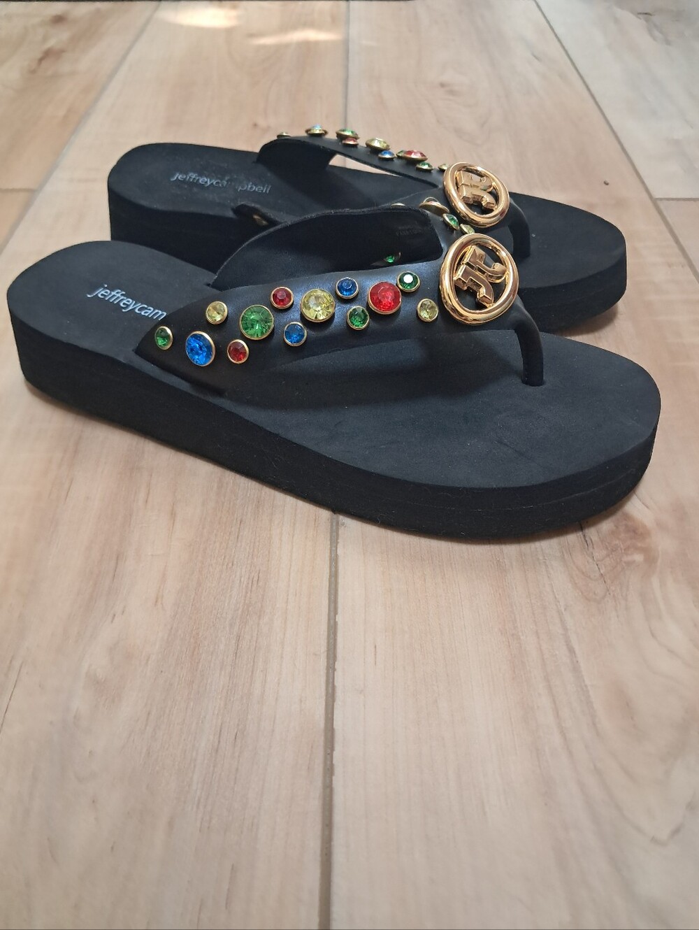 Jeffrey Campbell Platform Flip Flops Women's 7 Embelished Retro Y2k Iconics